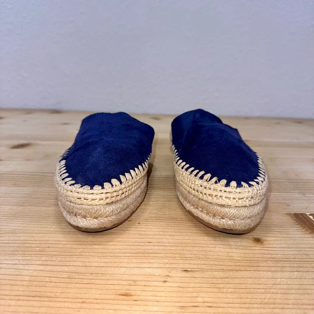 Sam Edelman Austin Navy Suede Espadrille Mules Slip-On Loafers‎ Size 8.5